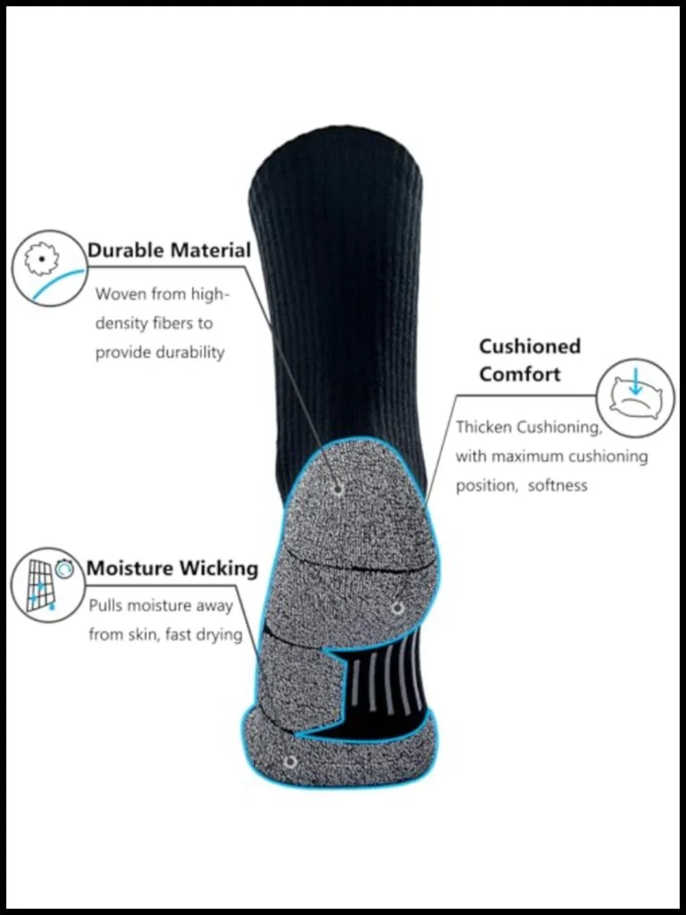Crew Hiking Socks Cushion Moisture Wicking Arch Compression Boot Socks